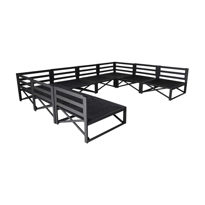 Patioflare Lanai U-Shape Modular Patio Sofa Set, Blue
