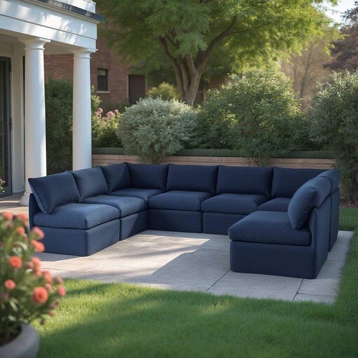 Patioflare Lanai U-Shape Modular Patio Sofa Set, Blue