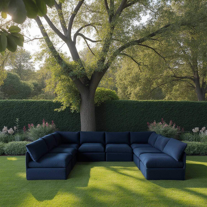 Patioflare Lanai U-Shape Modular Patio Sofa Set, Blue