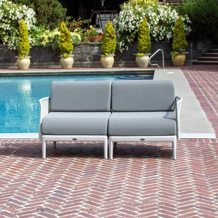 Patioflare+ Recycled Plastic Leaf Modular Love Seat, Grey