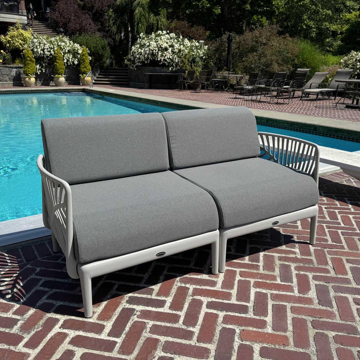 Patioflare+ Recycled Plastic Leaf Modular Love Seat, Grey