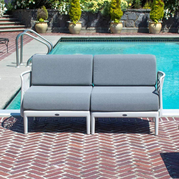 Patioflare+ Recycled Plastic Leaf Modular Love Seat, Grey