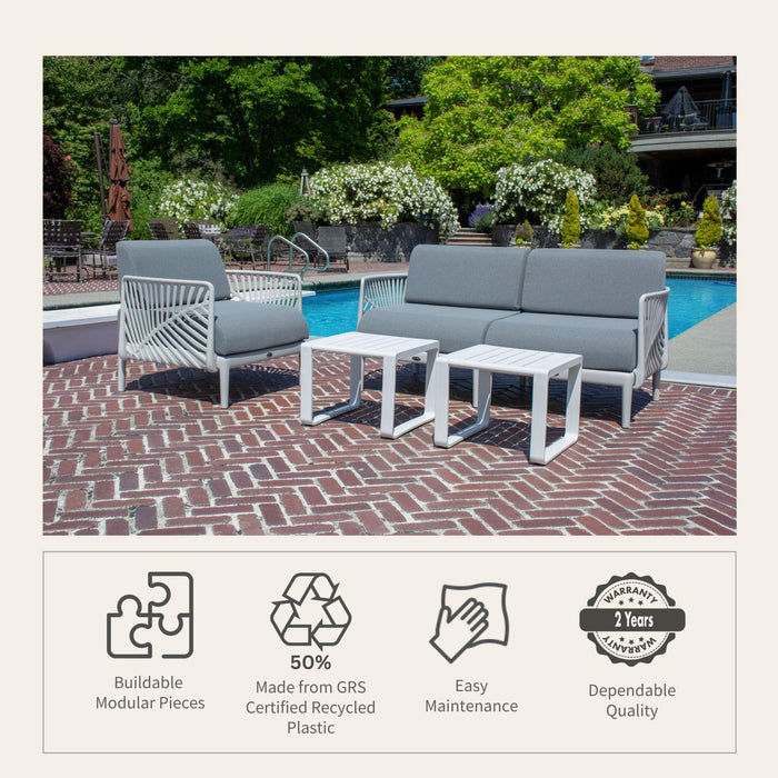 Patioflare+ Recycled Plastic Leaf Modular Love Seat, Grey