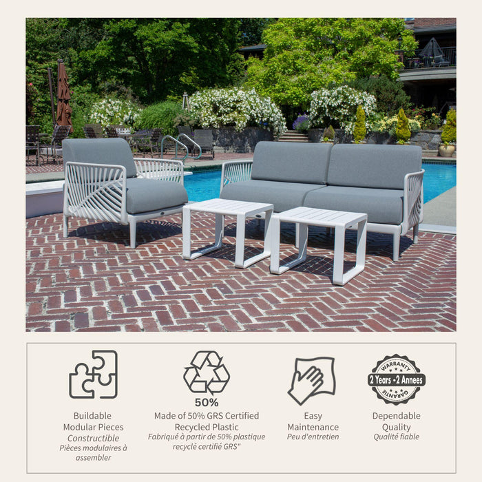 Patioflare+ Recycled Plastic Leaf Modular Love Seat, Grey