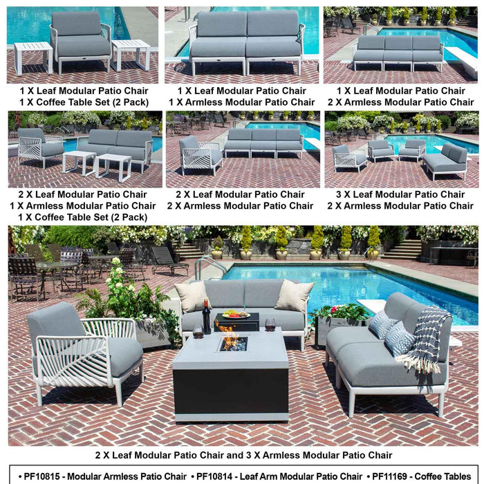 Patioflare+ Recycled Plastic Leaf Modular Patio Sofa, Grey