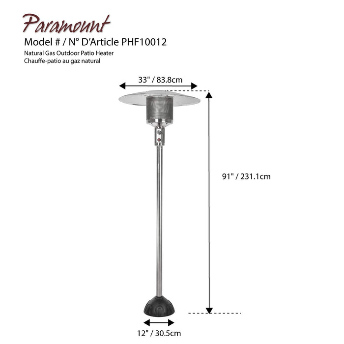 Paramount Natural Gas Patio Heater, Stainless Steel