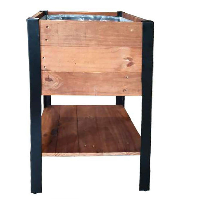 Grapevine Tall FSC Recycled Wood Planter with Shelf, Square
