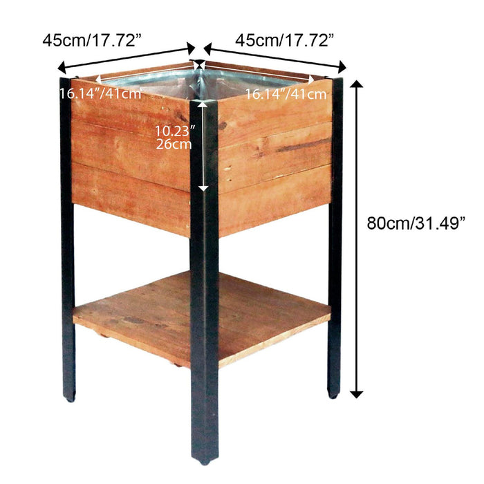 Grapevine Tall FSC Recycled Wood Planter with Shelf, Square