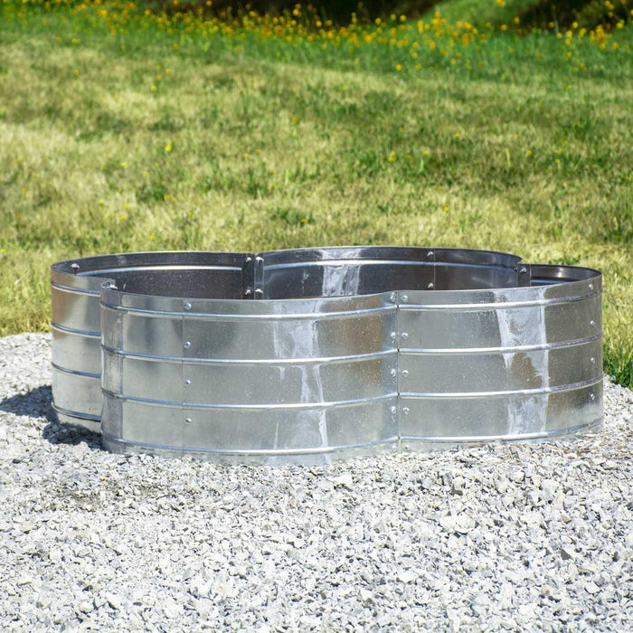 Grapevine Galvanized Steel Raised Garden Bed, 4 Leaf, Silver