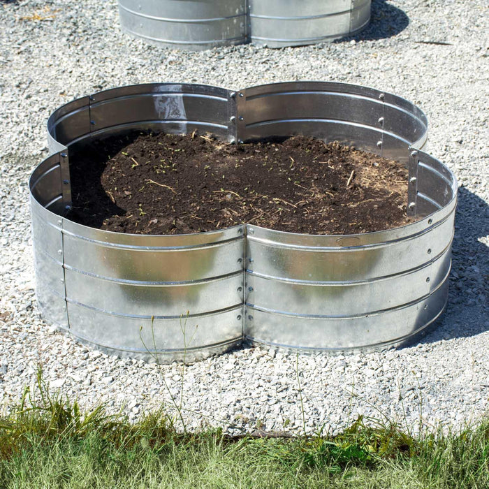 Grapevine Galvanized Steel Raised Garden Bed, 4 Leaf, Silver