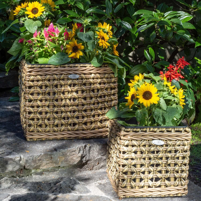 Grapevine Nesting Polyrattan Planter, Square, 2-Pack