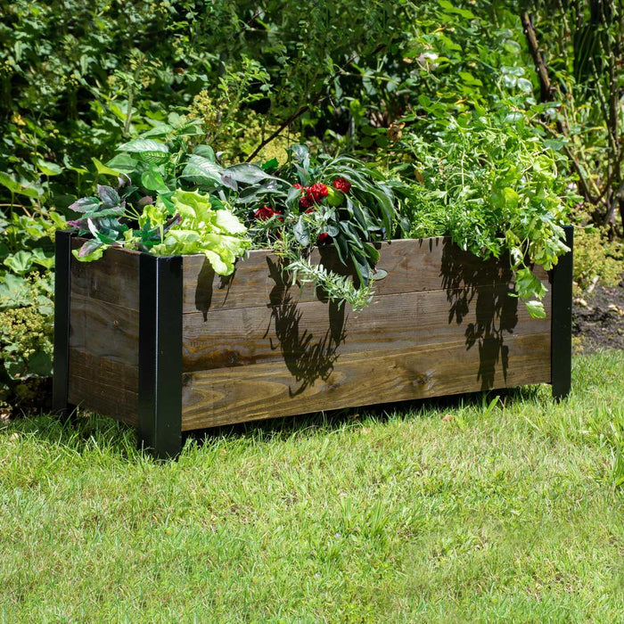 Grapevine FSC Recycled Wood Low-Profile Planter, Rectangular, 37IN x 12.6IN, Cocao Brown
