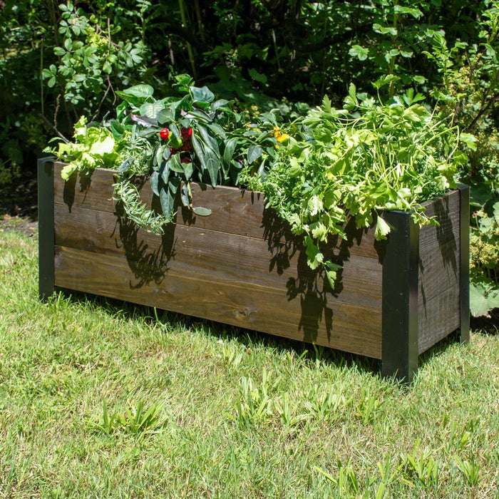 Grapevine FSC Recycled Wood Low-Profile Planter, Rectangular, 37IN x 12.6IN, Cocao Brown