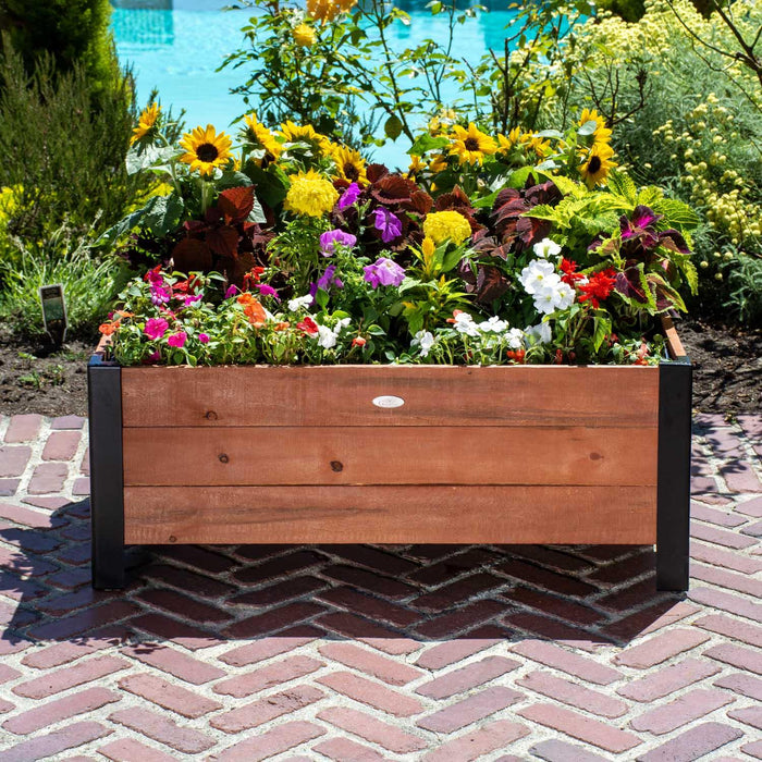 Grapevine FSC Recycled Wood Low-Profile Planter, 37IN x 24IN, Natural Brown
