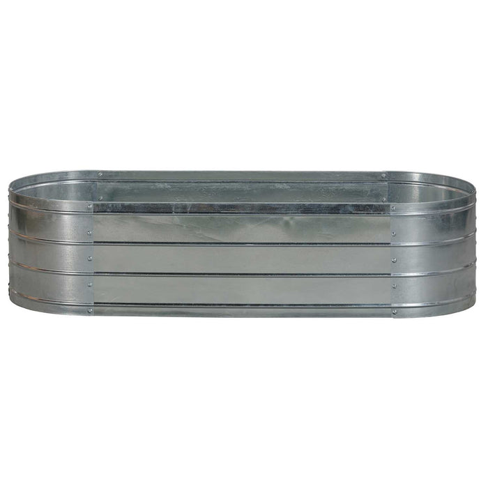 Grapevine Galvanized Steel Raised Garden Bed, Oval, 48IN, Silver