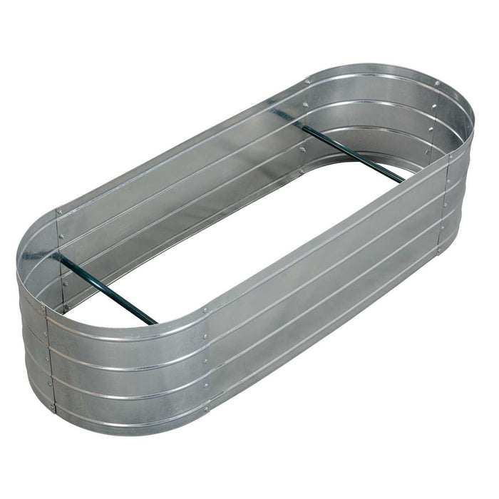 Grapevine Galvanized Steel Raised Garden Bed, Oval, 48IN, Silver