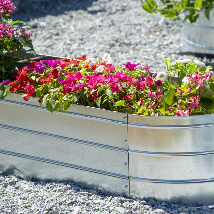 Grapevine Galvanized Steel Raised Garden Bed, Oval, 48IN, Silver