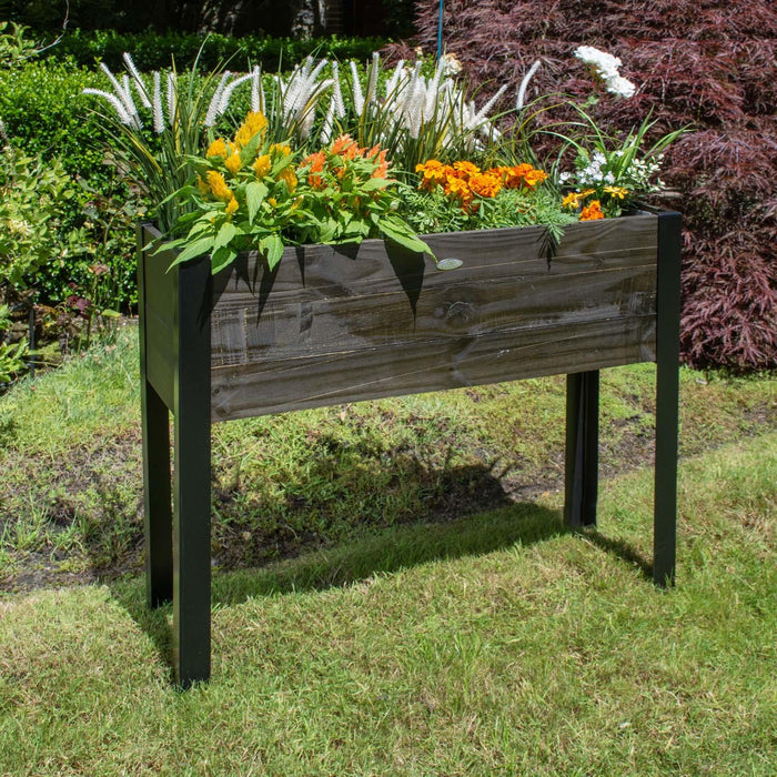 Grapevine FSC Recycled Wood Raised Planter, Rectangular, 37IN x 12.6IN, Cocao Brown