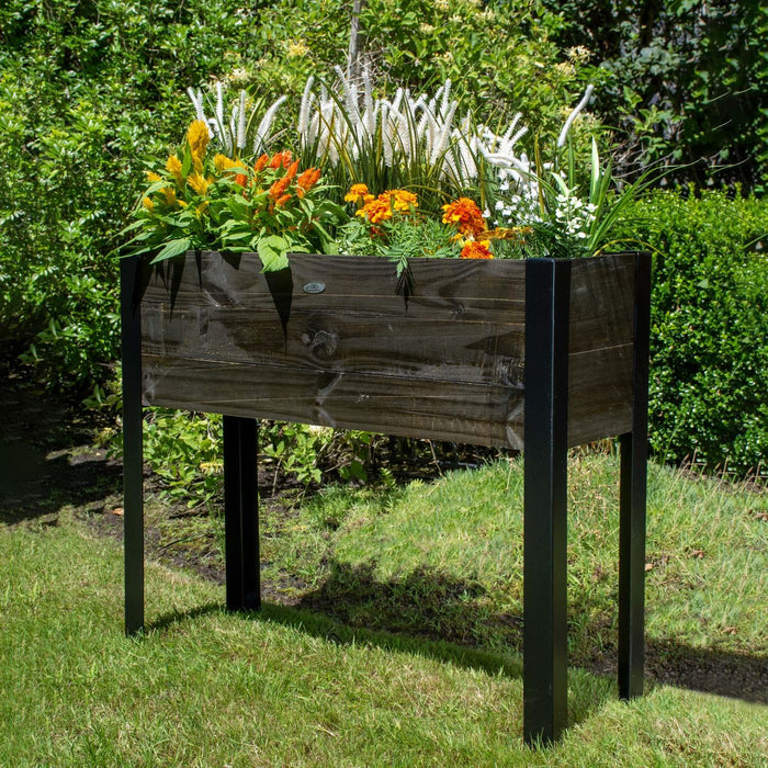 Grapevine FSC Recycled Wood Raised Planter, Rectangular, 37IN x 12.6IN, Cocao Brown