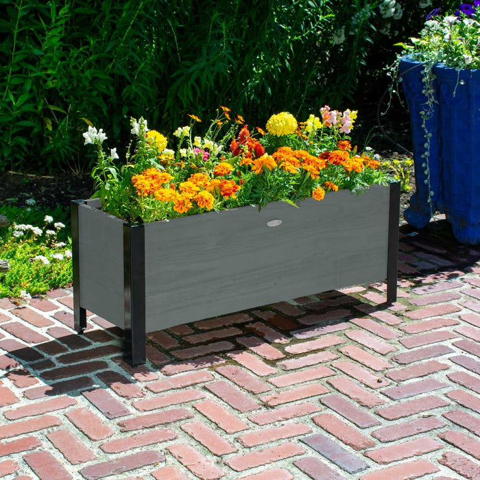 Grapevine Low-Profile Planter, FSC Recycled Wood, 37IN x 12.6IN, Grey