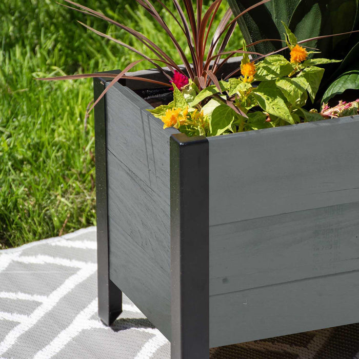 Grapevine Low-Profile Planter, FSC Recycled Wood, 37IN x 12.6IN, Grey