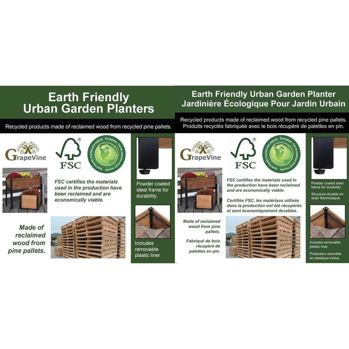 Grapevine Low-Profile Planter, FSC Recycled Wood, 37IN x 12.6IN, Grey