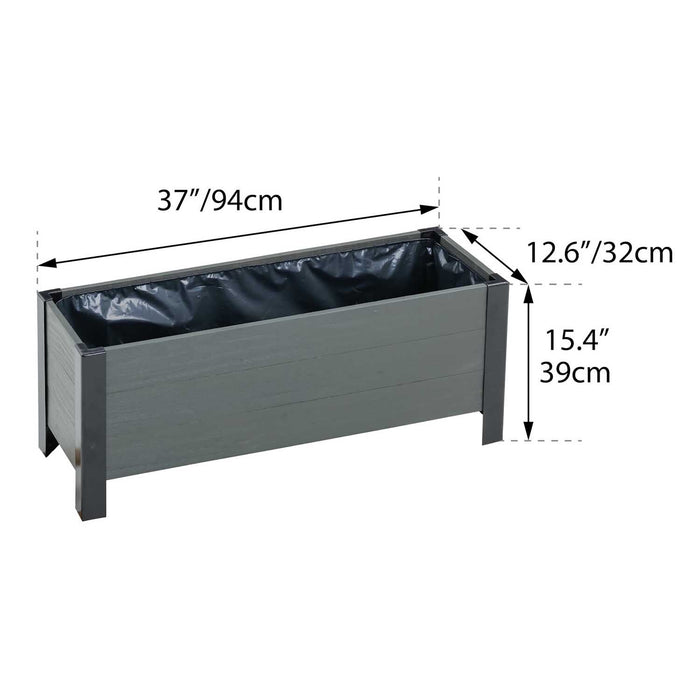 Grapevine Low-Profile Planter, FSC Recycled Wood, 37IN x 12.6IN, Grey
