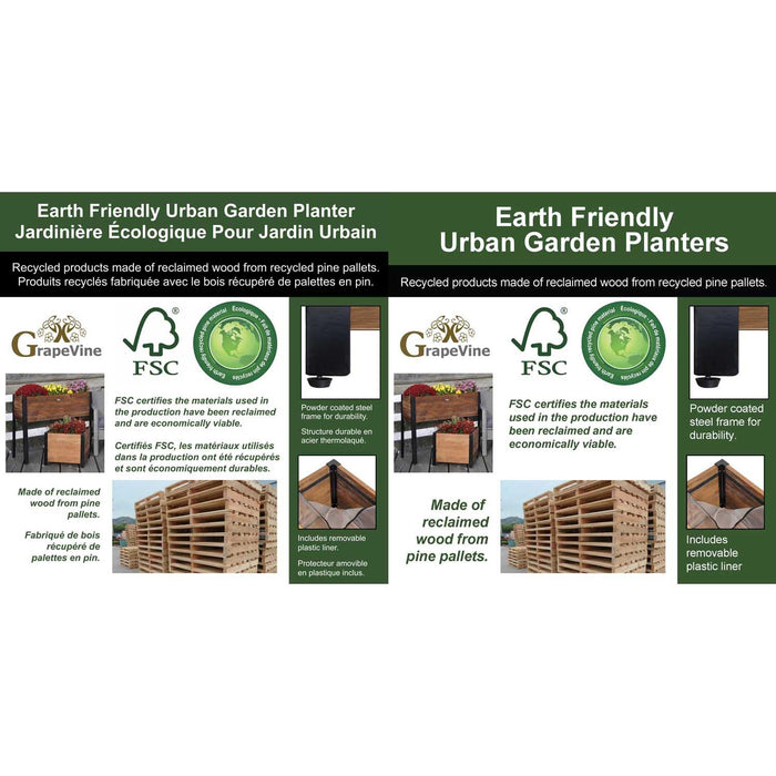 Grapevine Low-Profile Planter, FSC Recycled Wood, Square, Cocoa