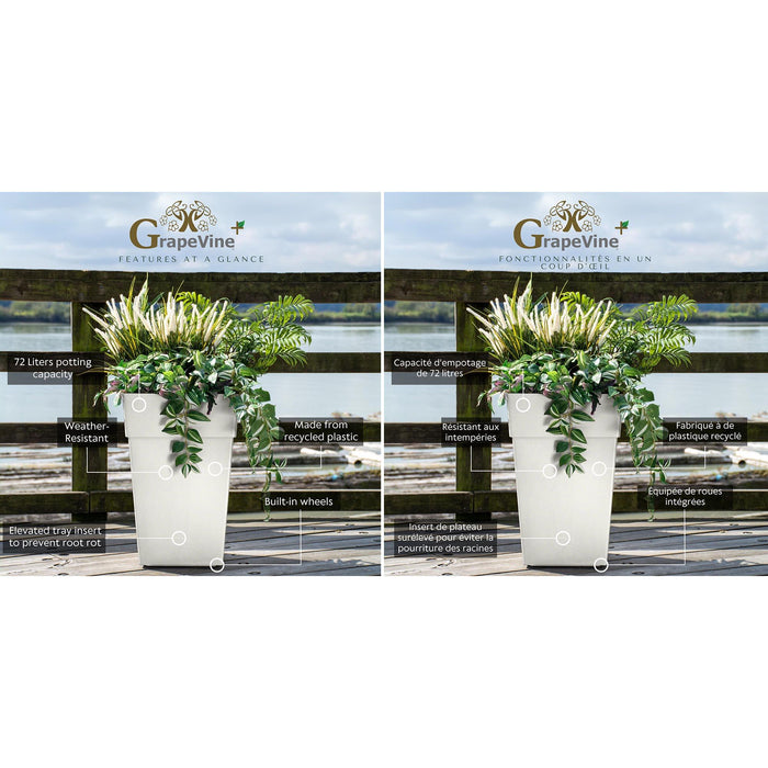 Grapevine Plus Collection Ollie Planter, Cream, 2-Pack