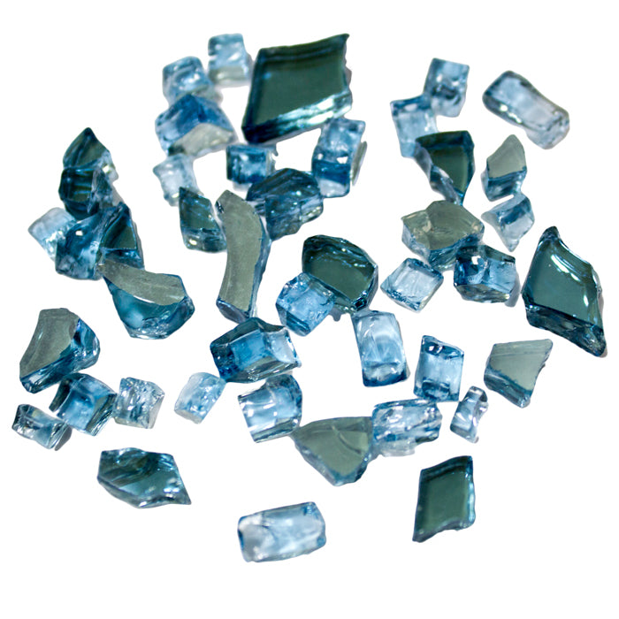 Fire Pit Rock | Glass - Sky Blue **OPEN BOX**Reflective