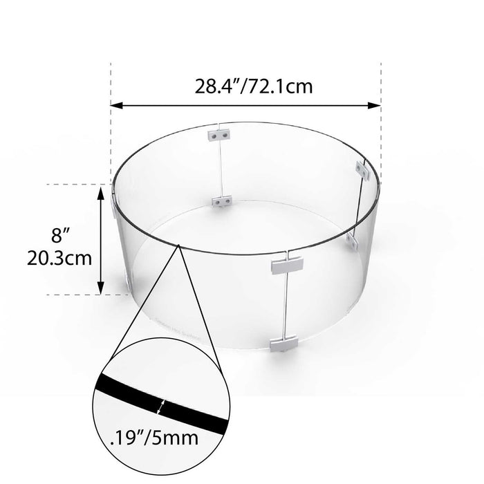 Paramount Fire Table Wind Guard, Round, 24IN